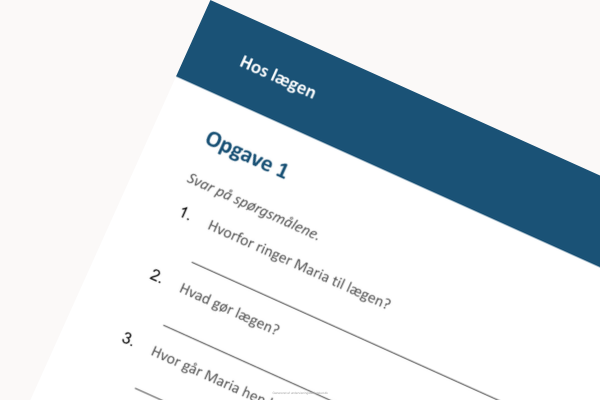 Eksempel fra opgavekompendie til sprogskolen om det at gå til lægen