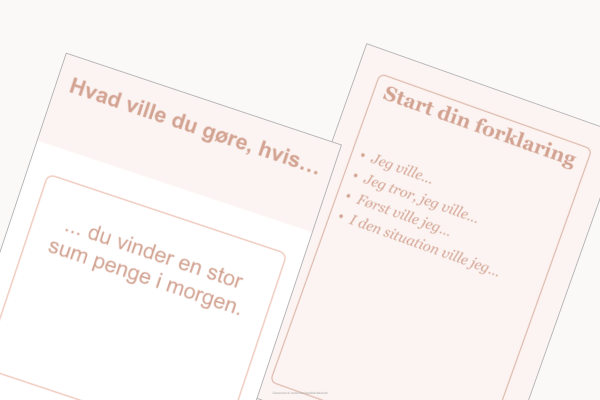 Samtalekort med dilemmaer til danskuddannelse