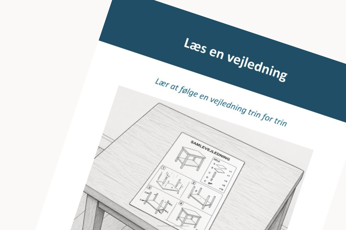 Forsiden fra materialet Læs en vejledning til mellemtrinsdansk.