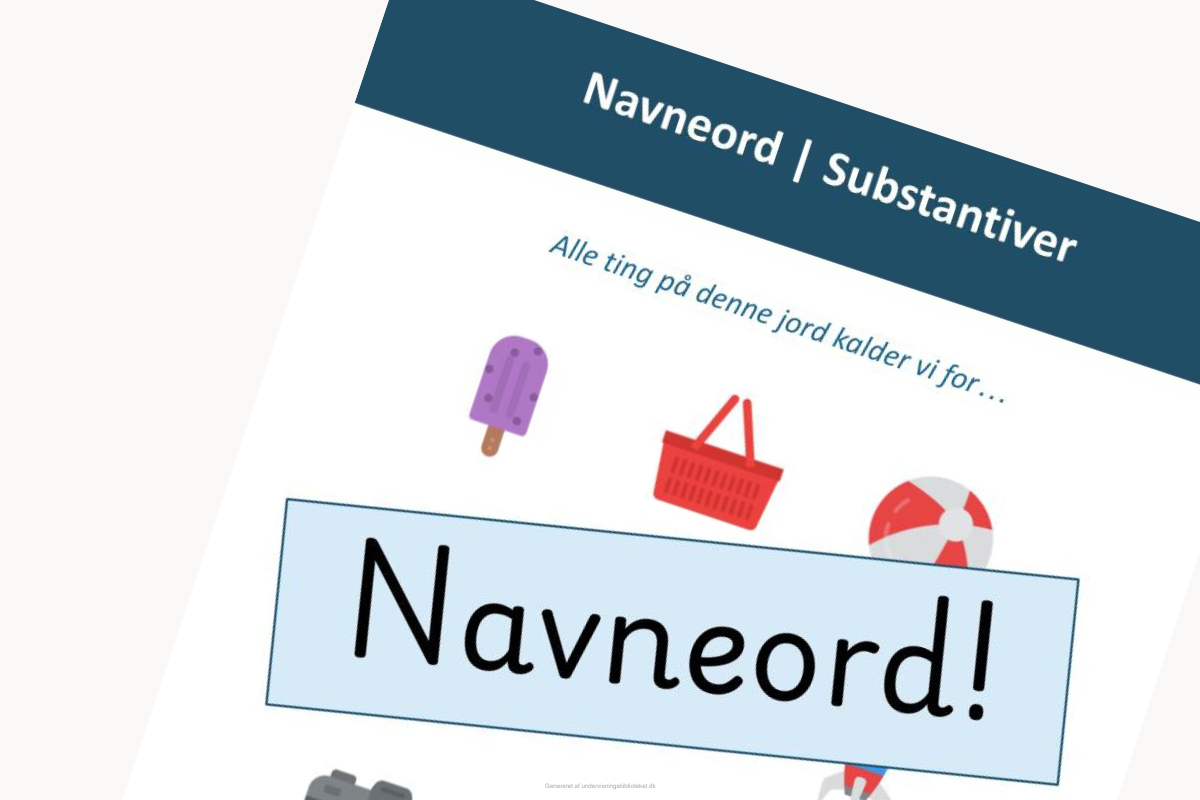 Forsiden fra kompendiet om navneord/substantiver