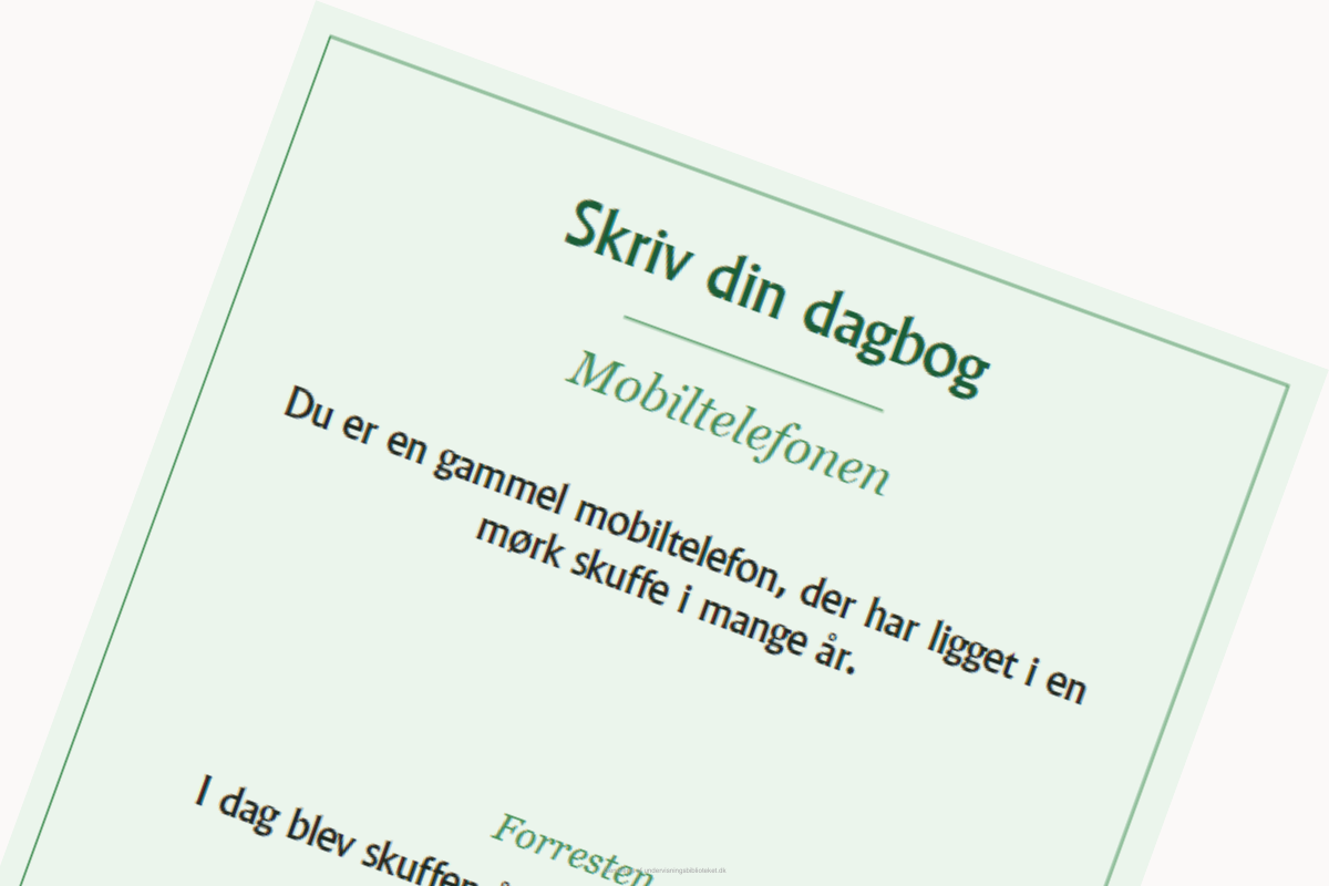 Eksempel på opgave fra materialesættet "Skriv din dagbog"