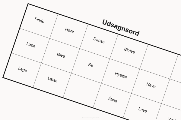 Bingoplade med basale udsagnsord