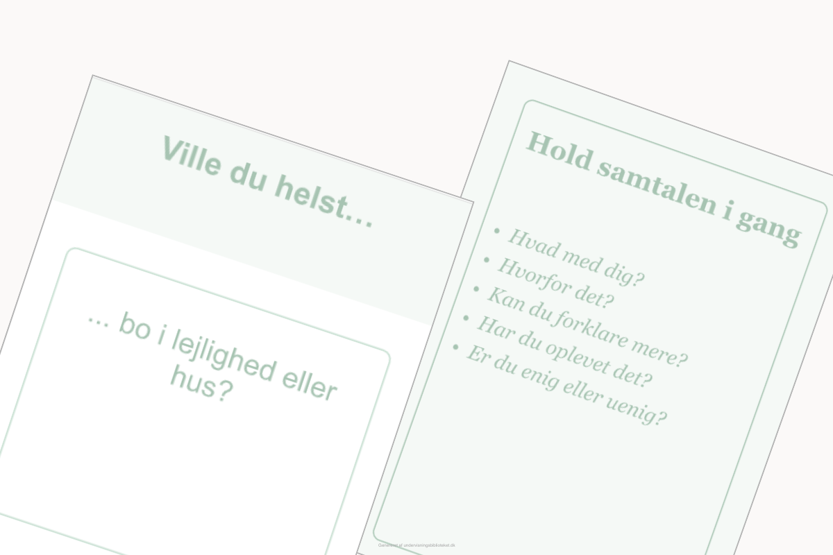 Eksempel på kort fra samtaleserien Ville du helst